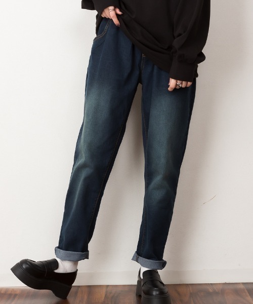 RCD（アールシーディー）の「ウエストゴムテーパードデニムパンツ（デニムパンツ・レディース・ワンウォッシュ/ネイビー/ブルー・LL/L/3L/4L/M）」の20枚目の写真
