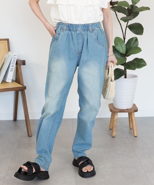 RCD（アールシーディー）の「ウエストゴムテーパードデニムパンツ（デニムパンツ・レディース・ワンウォッシュ/ネイビー/ブルー・LL/L/3L/4L/M）」の21枚目の写真