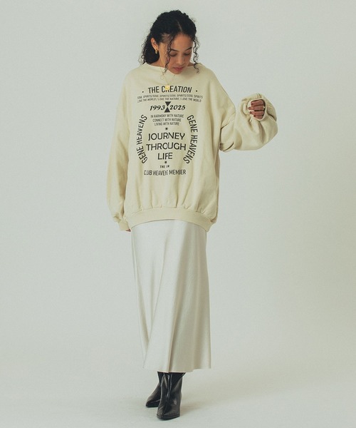 ROSE BUD（ローズバッド）の「(GENE HEAVENS)VOLUME SLEEVE PRINT SWEAT（スウェット・レディース・チャコール/オフホワイト・ONE SIZE）」の6枚目の写真