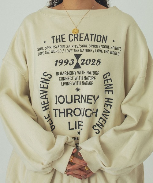 ROSE BUD（ローズバッド）の「(GENE HEAVENS)VOLUME SLEEVE PRINT SWEAT（スウェット・レディース・チャコール/オフホワイト・ONE SIZE）」の7枚目の写真