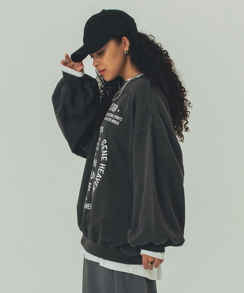 ROSE BUD（ローズバッド）の「(GENE HEAVENS)VOLUME SLEEVE PRINT SWEAT（スウェット・レディース・チャコール/オフホワイト・ONE SIZE）」の10枚目の写真
