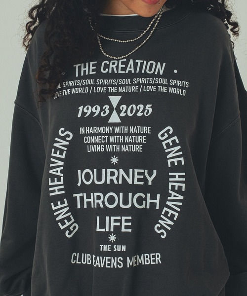 ROSE BUD（ローズバッド）の「(GENE HEAVENS)VOLUME SLEEVE PRINT SWEAT（スウェット・レディース・チャコール/オフホワイト・ONE SIZE）」の12枚目の写真