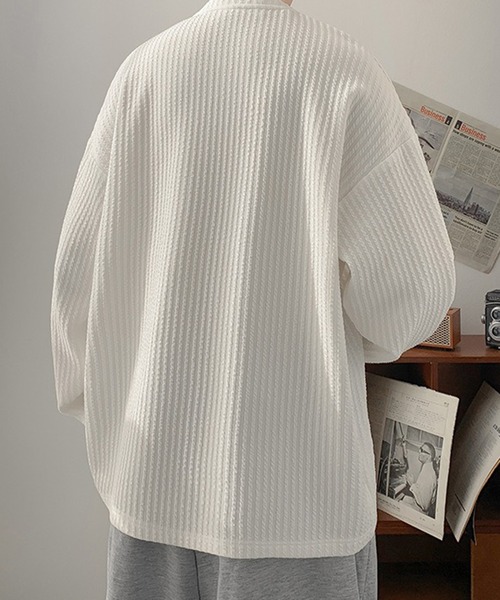 WESTSEA（ウエストシー）の「ワッフル ヘンリーネックTシャツ 長袖 無地（Tシャツ/カットソー・メンズ・ホワイト/ベージュ/ブラック・XL/L/M）」の7枚目の写真