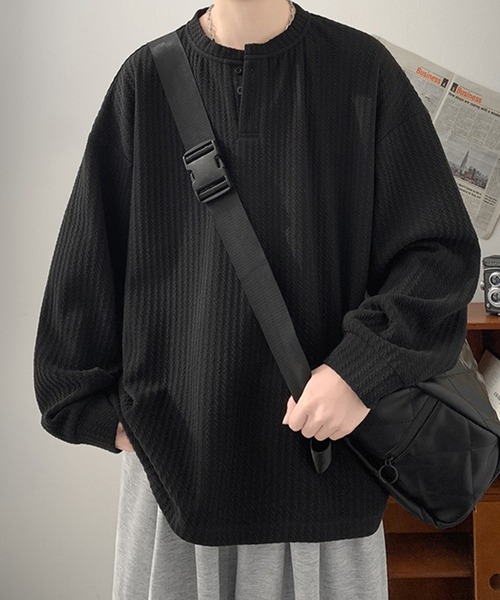 WESTSEA（ウエストシー）の「ワッフル ヘンリーネックTシャツ 長袖 無地（Tシャツ/カットソー・メンズ・ホワイト/ベージュ/ブラック・XL/L/M）」の10枚目の写真