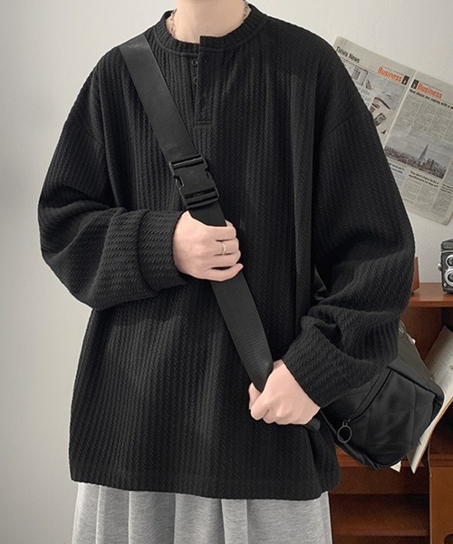 WESTSEA（ウエストシー）の「ワッフル ヘンリーネックTシャツ 長袖 無地（Tシャツ/カットソー・メンズ・ホワイト/ベージュ/ブラック・XL/L/M）」の11枚目の写真
