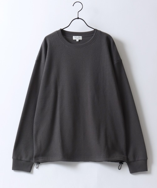 SITRY(シトリー)の「Drawstring Thermal/ドローコード オーバーサイズ サーマル ワッフル ロンT 長袖Tシャツ(Tシャツ/カットソー・メンズ・ネイビー/チャコール/グリーン/オートミール・L/LL/M)」の5枚目の写真