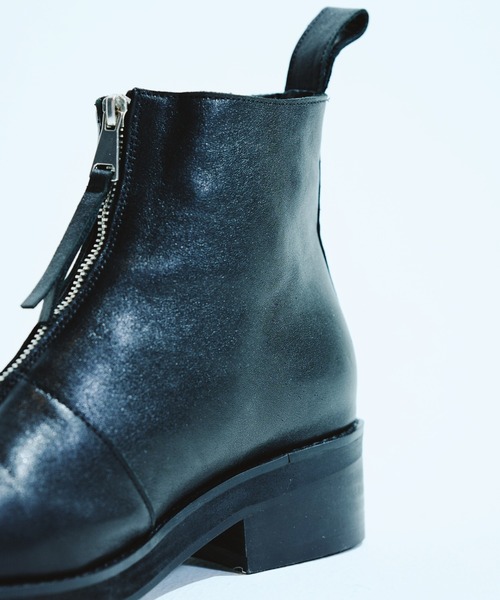 REAL LEATHER FRONT ZIP BOOTS / リアルレザーフロントジップアップ