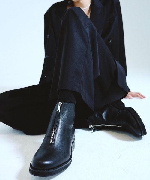 REAL LEATHER FRONT ZIP BOOTS / リアルレザーフロントジップアップ