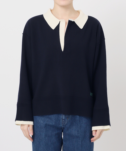 Black &amp; White Sportswear - 未使用 ブラック&amp;ホワイト ☆ ウール ニット 半袖 プルオーバー １ 日本製 未使用 BLACK EYE PATCH ブラックアイパッチ NAUTICAL HALF ZIP