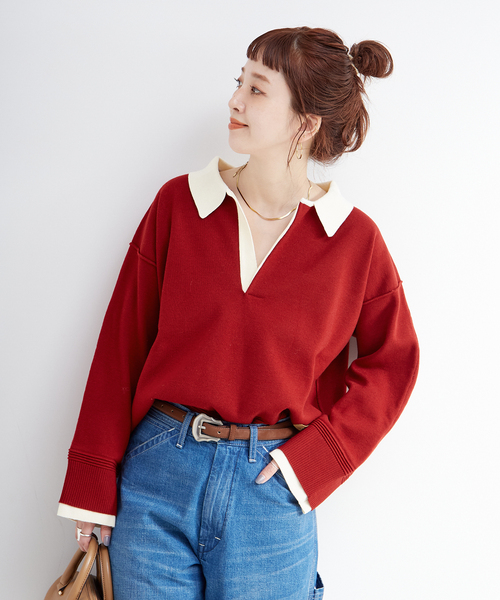 手洗い可 / 襟付きニットプルオーバー（ニット/セーター）｜B.C STOCK