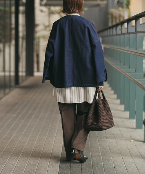 リヨセルストライプバンドカラーシャツ（シャツ/ブラウス）｜IENA