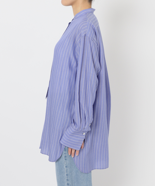 リヨセルストライプバンドカラーシャツ（シャツ/ブラウス）｜IENA