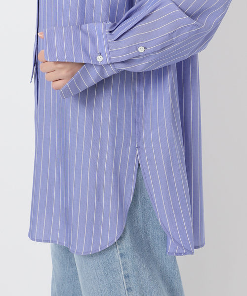 リヨセルストライプバンドカラーシャツ（シャツ/ブラウス）｜IENA