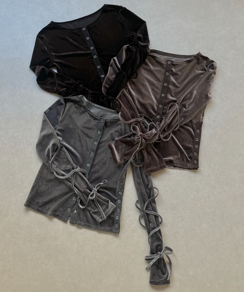 mellowneon（メロウネオン）の「ベロアリボントップス（Tシャツ/カットソー・レディース・モカ/ダークブラウン/グレー/ブラウン系その他・FREE）」の14枚目の写真