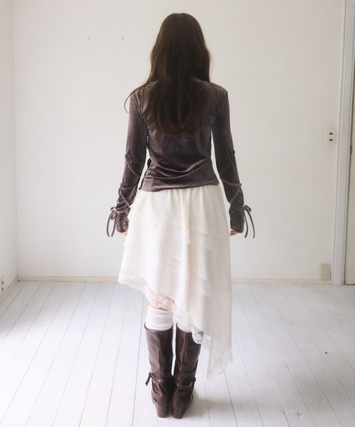 mellowneon（メロウネオン）の「ベロアリボントップス（Tシャツ/カットソー・レディース・モカ/ダークブラウン/グレー/ブラウン系その他・FREE）」の9枚目の写真