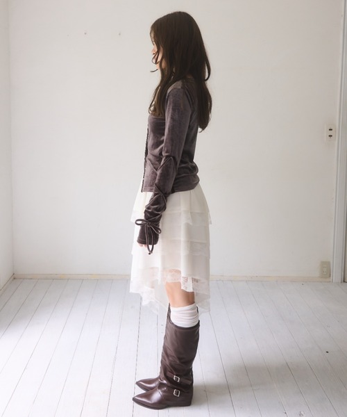 mellowneon（メロウネオン）の「ベロアリボントップス（Tシャツ/カットソー・レディース・モカ/ダークブラウン/グレー/ブラウン系その他・FREE）」の8枚目の写真