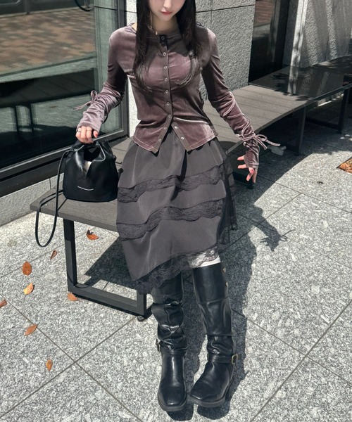 mellowneon（メロウネオン）の「ベロアリボントップス（Tシャツ/カットソー・レディース・モカ/ダークブラウン/グレー/ブラウン系その他・FREE）」の18枚目の写真