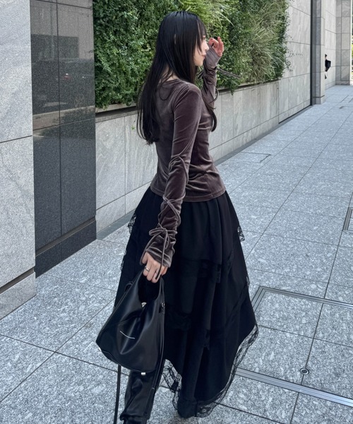 mellowneon（メロウネオン）の「ベロアリボントップス（Tシャツ/カットソー・レディース・モカ/ダークブラウン/グレー/ブラウン系その他・FREE）」の17枚目の写真