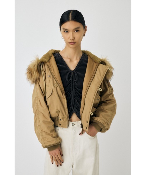 MOUSSY(マウジー)の「【25年AW新作】SHORT N2B(ブルゾン・レディース・ライトブラック/ベージュ・FREE)」の15枚目の写真