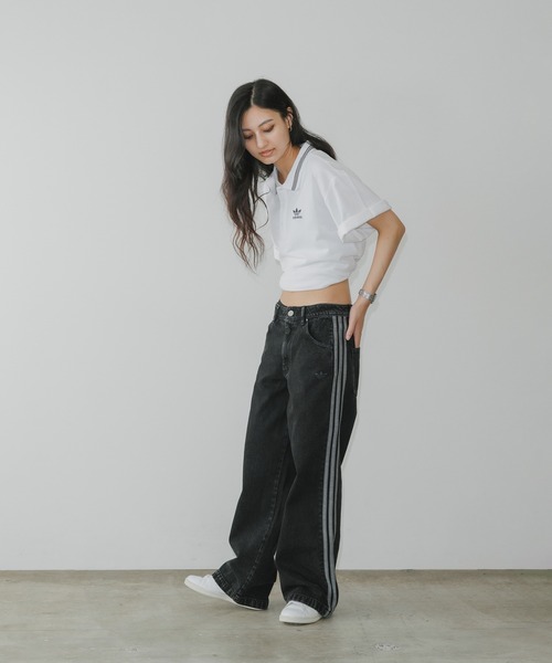 adidas(アディダス)の「adidas/アディダス DENIM 3S PANT ブランドロゴ スリーストライプ デニムパンツ(デニムパンツ・レディース・ブラック/ブルー・M/L/S/XL/L/XL)」の16枚目の写真