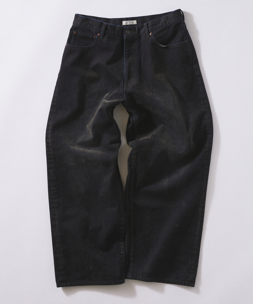 フロッキー プリント ワイド デニム 5ポケット（デニムパンツ