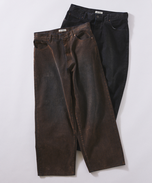 フロッキー プリント ワイド デニム 5ポケット（デニムパンツ