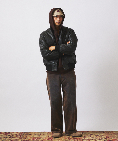 フロッキー プリント ワイド デニム 5ポケット（デニムパンツ