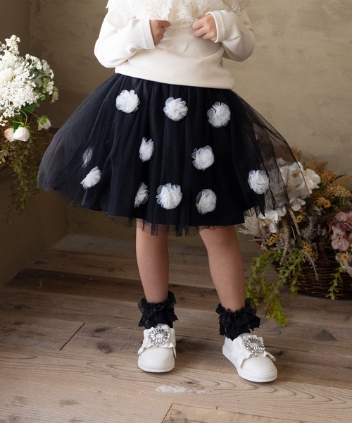 Rora（ローラ）の「ポップマム お花スカート（スカート・キッズ・ベージュ/ブラック・120cm/110cm/140cm/130cm）」の13枚目の写真