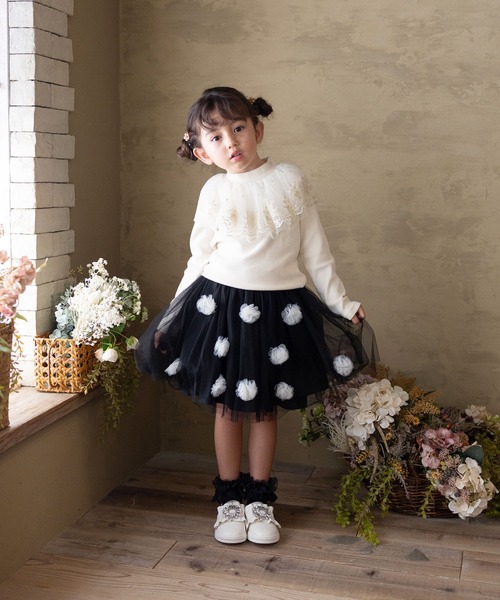 Rora（ローラ）の「ポップマム お花スカート（スカート・キッズ・ベージュ/ブラック・120cm/110cm/140cm/130cm）」の14枚目の写真