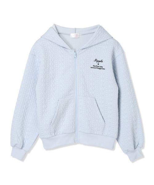 Amourire girl（アムリールガール）の「ふくれジャガードZIPパーカー（パーカー・キッズ・オフホワイト/サックスブルー・160cm/150cm/140cm/130cm）」の11枚目の写真