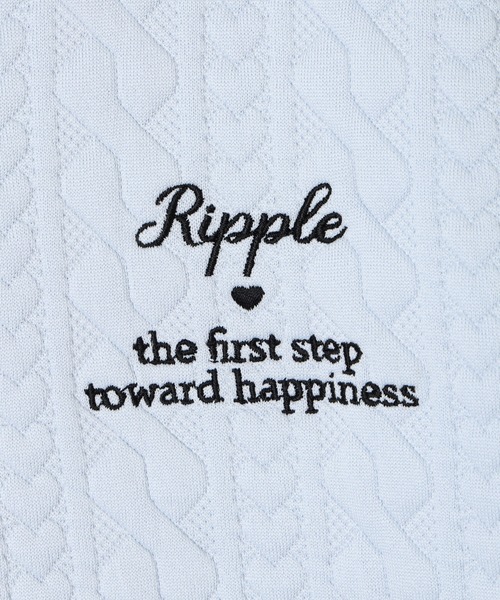 Amourire girl（アムリールガール）の「ふくれジャガードZIPパーカー（パーカー・キッズ・オフホワイト/サックスブルー・160cm/150cm/140cm/130cm）」の6枚目の写真