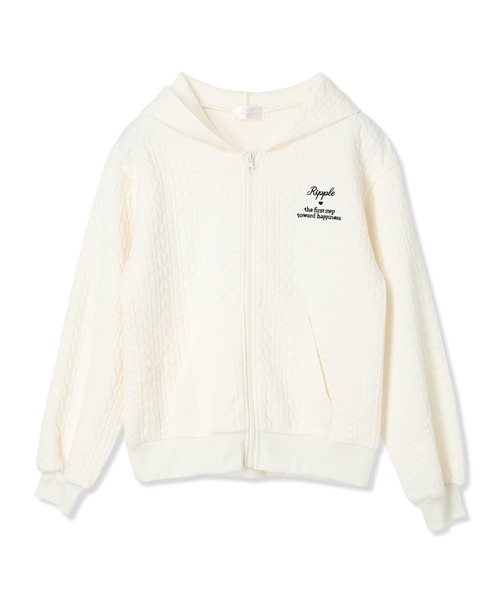 Amourire girl（アムリールガール）の「ふくれジャガードZIPパーカー（パーカー・キッズ・オフホワイト/サックスブルー・160cm/150cm/140cm/130cm）」の12枚目の写真