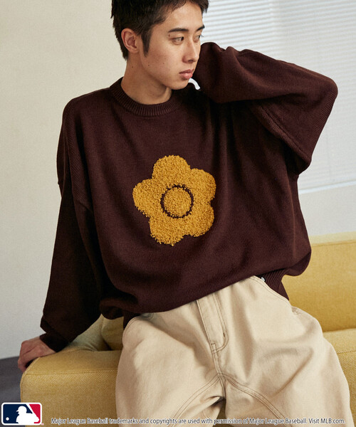 近年品♡マルニ　ダメージニット　プルオーバー　刺繍　クロップド　綿　ベージュ　L メッセージ刺繍Vネックニットプルオーバー≪手洗い可能≫ | MAYSON