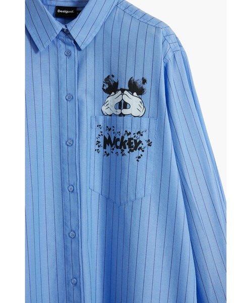 Desigual（デシグアル）の「ミッキーマウスプリント ブルーストライプ オーバーサイズシャツ（シャツ/ブラウス・レディース・ブルー・XS/S/M/L/XL）」の4枚目の写真