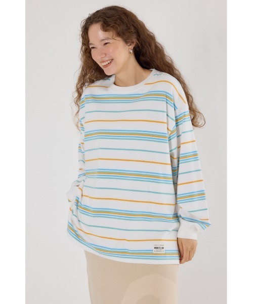 RODEO CROWNS WIDE BOWL（ロデオクラウンズワイドボウル）の「マルチボーダートップス（Tシャツ/カットソー・レディース・ホワイト系その他/ブラック系その他/オレンジ系その他・FREE）」の2枚目の写真