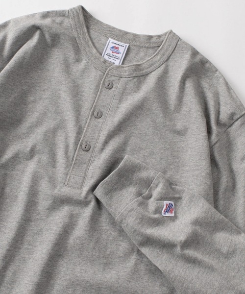 JEMORGAN（ジェーイーモーガン）の「【87】【JEMORGAN/ジェーイーモーガン】ワンポイントワッペン ヘビーウェイト ヘンリーネック ロングスリーブTシャツ/無地T/インナーウェア（Tシャツ/カットソー・メンズ・ベージュ/ネイビー/グレー/ブラック/オフホワイト・M/L/XL）」の4枚目の写真