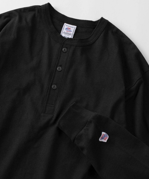 JEMORGAN（ジェーイーモーガン）の「【87】【JEMORGAN/ジェーイーモーガン】ワンポイントワッペン ヘビーウェイト ヘンリーネック ロングスリーブTシャツ/無地T/インナーウェア（Tシャツ/カットソー・メンズ・ベージュ/ネイビー/グレー/ブラック/オフホワイト・M/L/XL）」の3枚目の写真