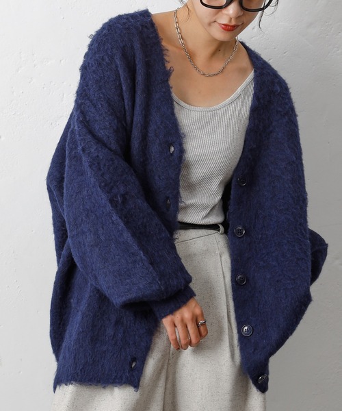 COLONY 2139(コロニートゥーワンスリーナイン)の「モヘアタッチカーディガン(カーディガン/ボレロ・レディース・ネイビー/ライトグレー/ブラウン/ピンク/チャコールグレー/ブルー/ブラック・FREE)」の6枚目の写真