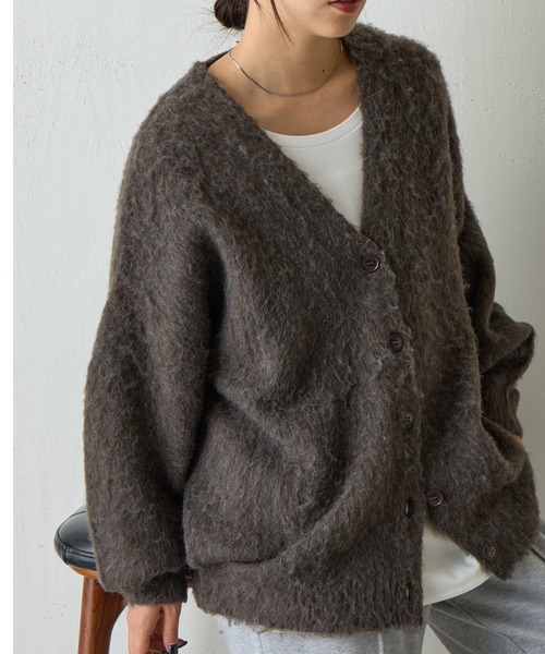 COLONY 2139(コロニートゥーワンスリーナイン)の「モヘアタッチカーディガン(カーディガン/ボレロ・レディース・ネイビー/ライトグレー/ブラウン/ピンク/チャコールグレー/ブルー/ブラック・FREE)」の5枚目の写真