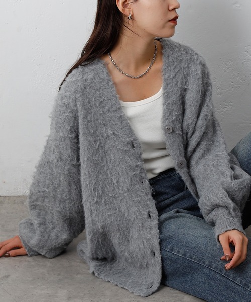 COLONY 2139(コロニートゥーワンスリーナイン)の「モヘアタッチカーディガン(カーディガン/ボレロ・レディース・ネイビー/ライトグレー/ブラウン/ピンク/チャコールグレー/ブルー/ブラック・FREE)」の3枚目の写真