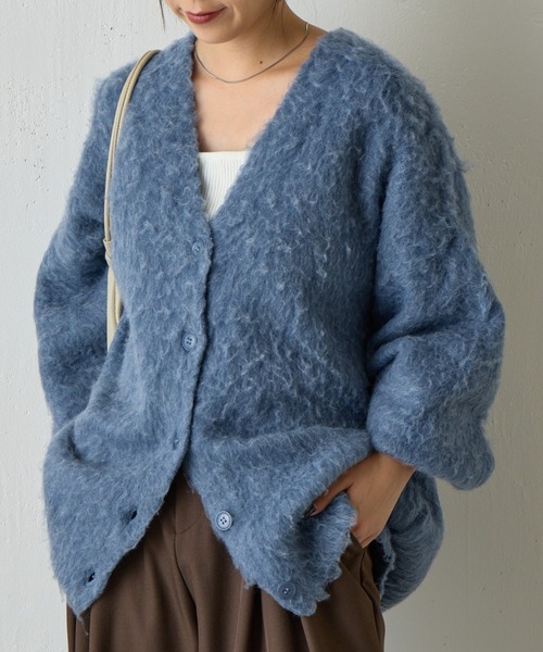 COLONY 2139(コロニートゥーワンスリーナイン)の「モヘアタッチカーディガン(カーディガン/ボレロ・レディース・ネイビー/ライトグレー/ブラウン/ピンク/チャコールグレー/ブルー/ブラック・FREE)」の1枚目の写真