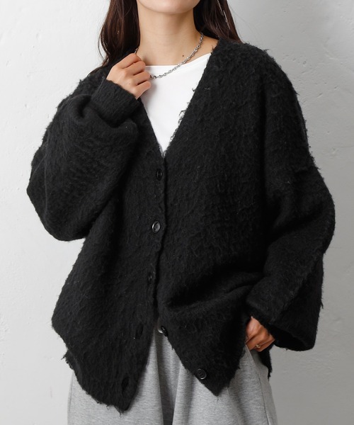 COLONY 2139(コロニートゥーワンスリーナイン)の「モヘアタッチカーディガン(カーディガン/ボレロ・レディース・ネイビー/ライトグレー/ブラウン/ピンク/チャコールグレー/ブルー/ブラック・FREE)」の2枚目の写真