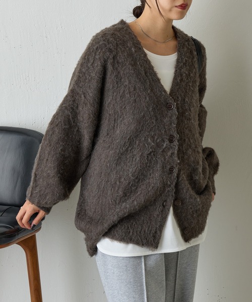 COLONY 2139(コロニートゥーワンスリーナイン)の「モヘアタッチカーディガン(カーディガン/ボレロ・レディース・ネイビー/ライトグレー/ブラウン/ピンク/チャコールグレー/ブルー/ブラック・FREE)」の15枚目の写真