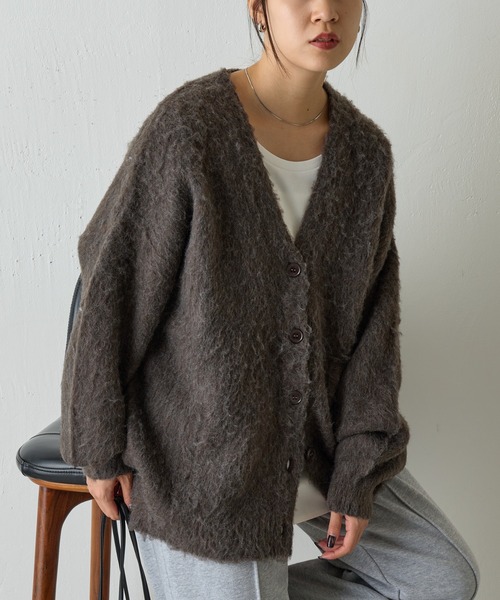 COLONY 2139(コロニートゥーワンスリーナイン)の「モヘアタッチカーディガン(カーディガン/ボレロ・レディース・ネイビー/ライトグレー/ブラウン/ピンク/チャコールグレー/ブルー/ブラック・FREE)」の17枚目の写真