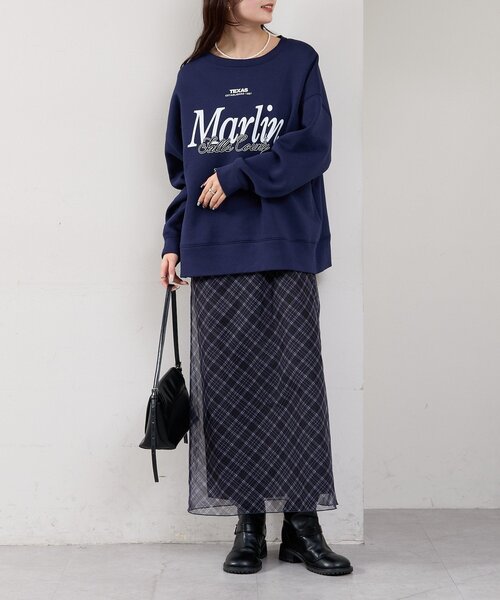 mystic(ミスティック)の「【軽やかチュール素材◎】シアーチェックキャミワンピース(ワンピース・レディース・ブラック/ブラウン・FREE/2)」の7枚目の写真