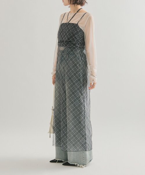 シアーチェックキャミワンピース（ワンピース）｜mystic（ミスティック