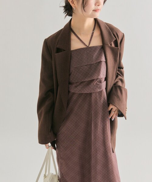 mystic(ミスティック)の「【軽やかチュール素材◎】シアーチェックキャミワンピース(ワンピース・レディース・ブラック/ブラウン・FREE/2)」の21枚目の写真