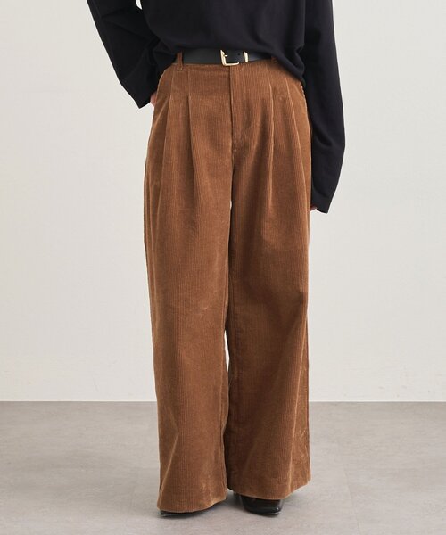 SHENERY（シーナリー）の「コーデュロイワイドパンツ（その他パンツ・レディース・ブラウン/アイボリー・36/38）」の2枚目の写真