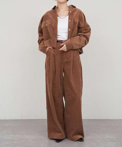 SHENERY（シーナリー）の「コーデュロイワイドパンツ（その他パンツ・レディース・ブラウン/アイボリー・36/38）」の21枚目の写真