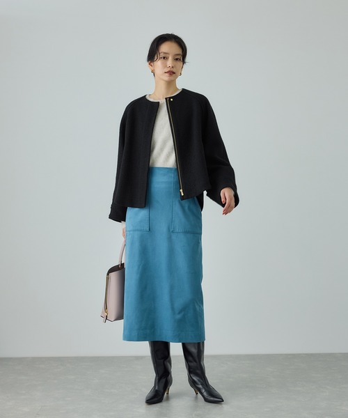 ROPE'(ロペ)の「圧縮ウールコクーンショート丈コート/Bellandi(ベランディ)(ブルゾン・レディース・ブラック/ダークブラウン・36/38)」の22枚目の写真